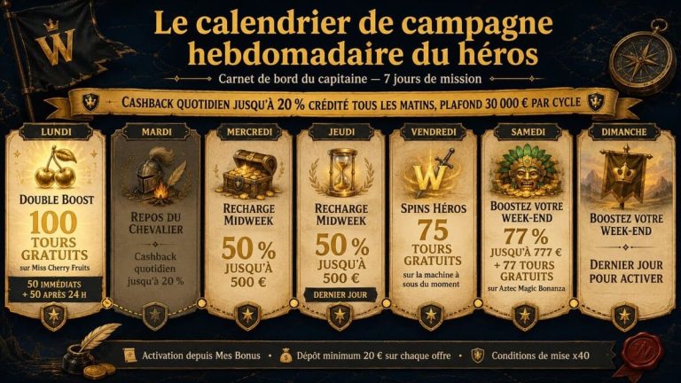 Winhero Casino offres hebdomadaires